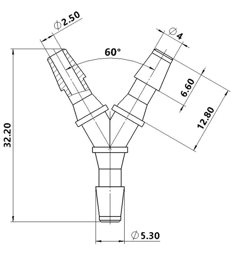 3.9mm（5/32）Y型塑料三通