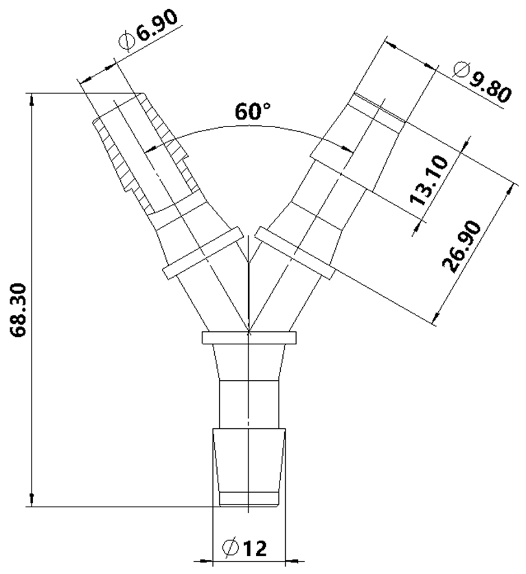 9.6mm(3/8英寸)Y型塑料三通