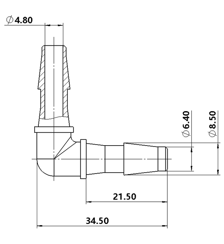 6.4mm（1/4英寸）L型塑料接头