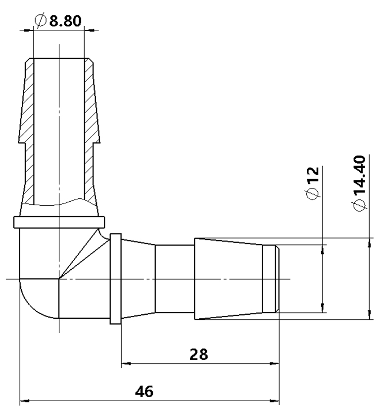 12.7mm(1/2)L型塑料接头