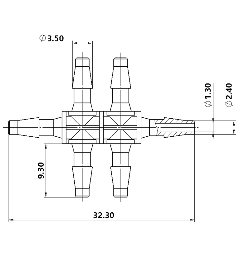 2.4mm(3/32英寸)六通接头