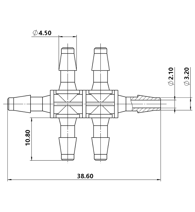 3.2mm(1/8英寸)六通接头