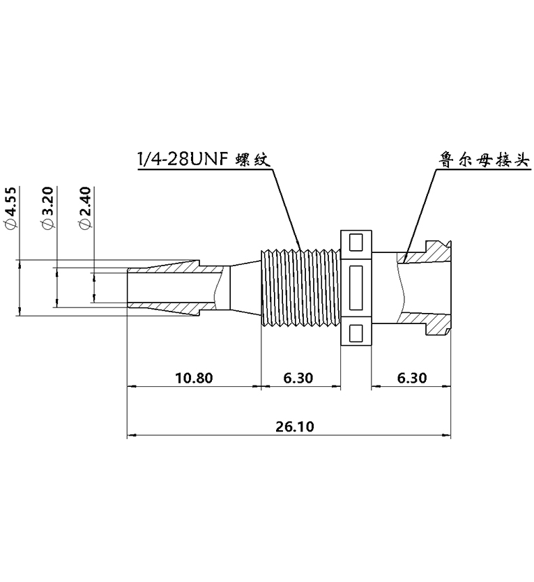 3.2mm(1/8)穿板鲁尔母接头