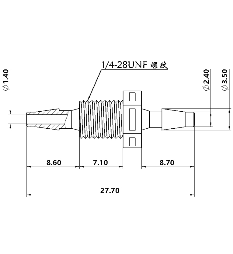 2.4mm(3/32)穿板直通接头