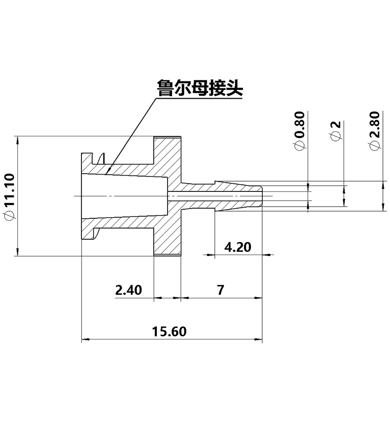 1.6mm(1/16英寸)鲁尔母接头