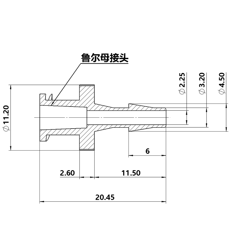3.2mm(1/8)尼龙鲁尔母接头