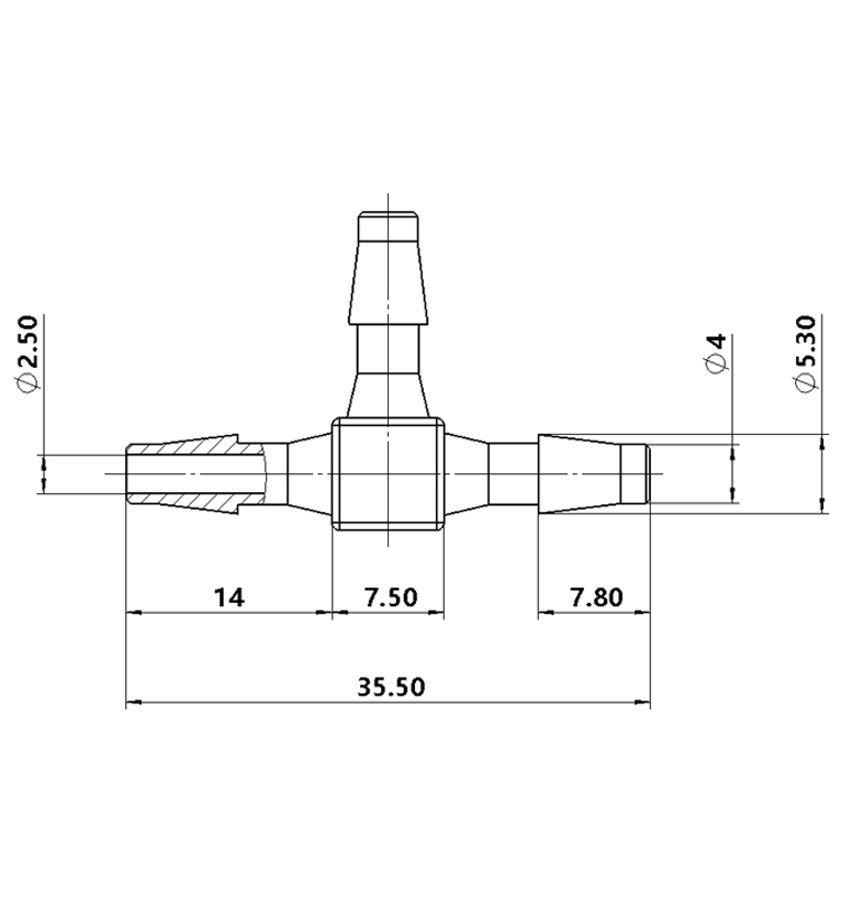 3.9mm(5/32)尼龙T型三通