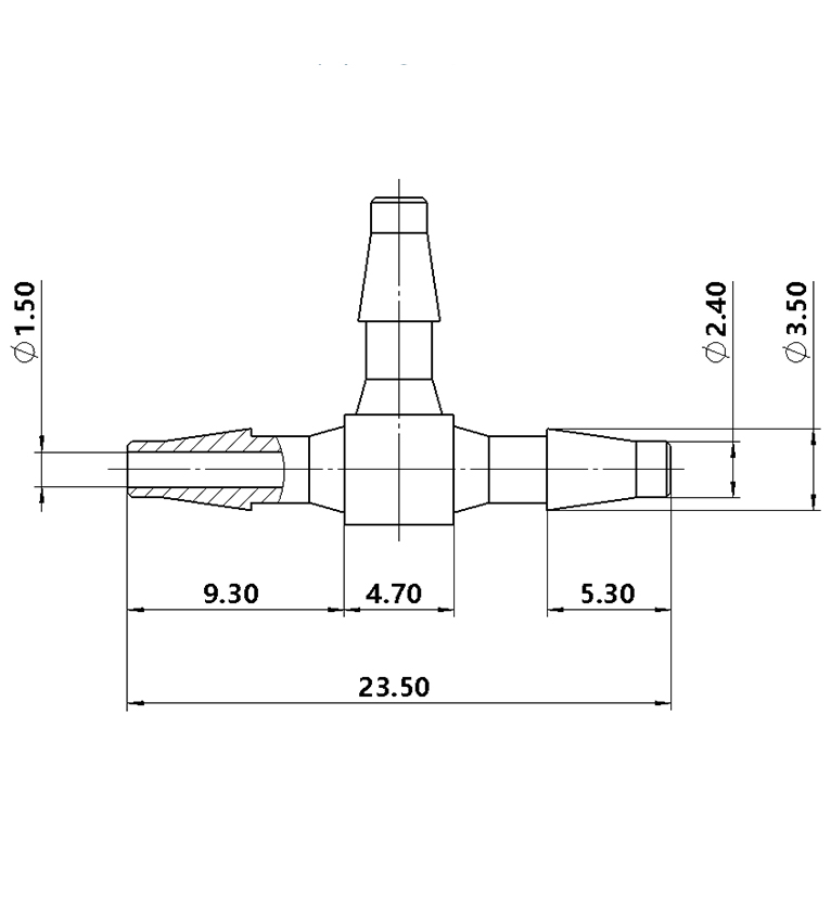 2.4mm(3/32)尼龙T型三通