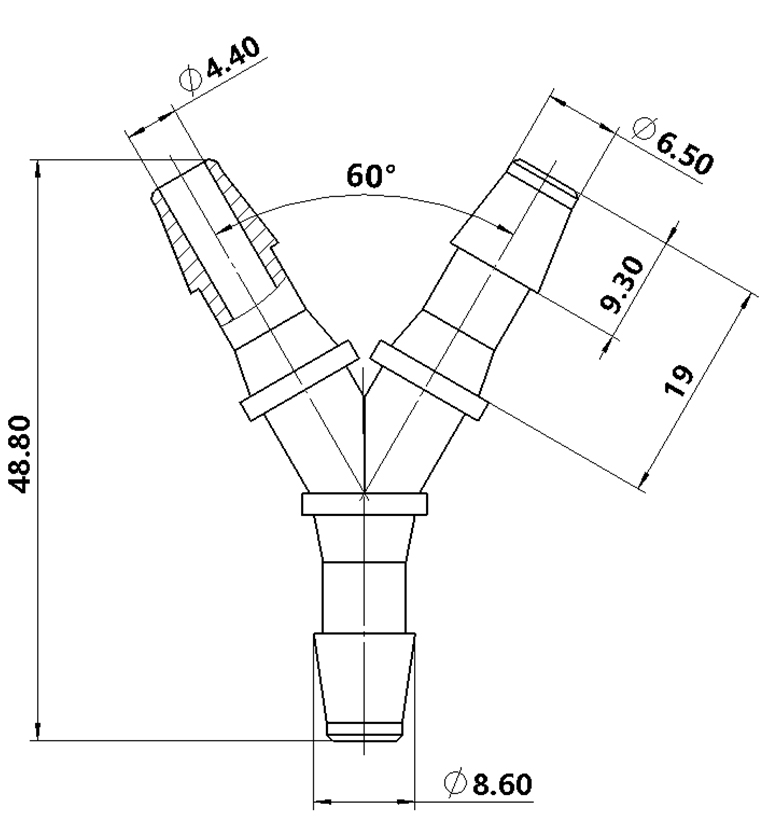 6.4mm(1/4)尼龙Y型塑料三通